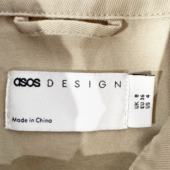 ASOS | Cotton Shacket in Light Khaki, Oversized Chore Shirt Jacket Sz. S - Picture 6 of 12